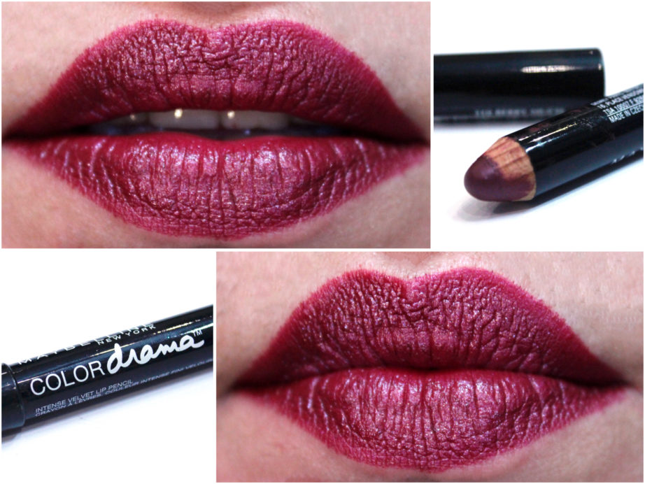 Maybelline Color Drama Intense Velvet Lip Pencil Berry Much Review, Swatches Lips MBF Blog