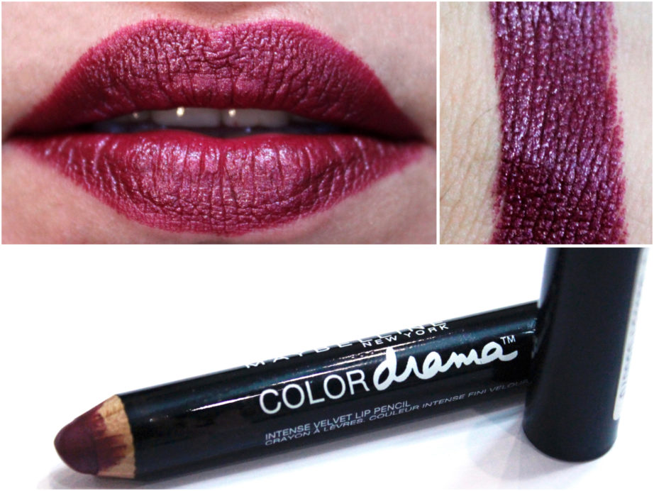 Maybelline Color Drama Intense Velvet Lip Pencil Berry Much Review, Swatches MBF Beauty Blog