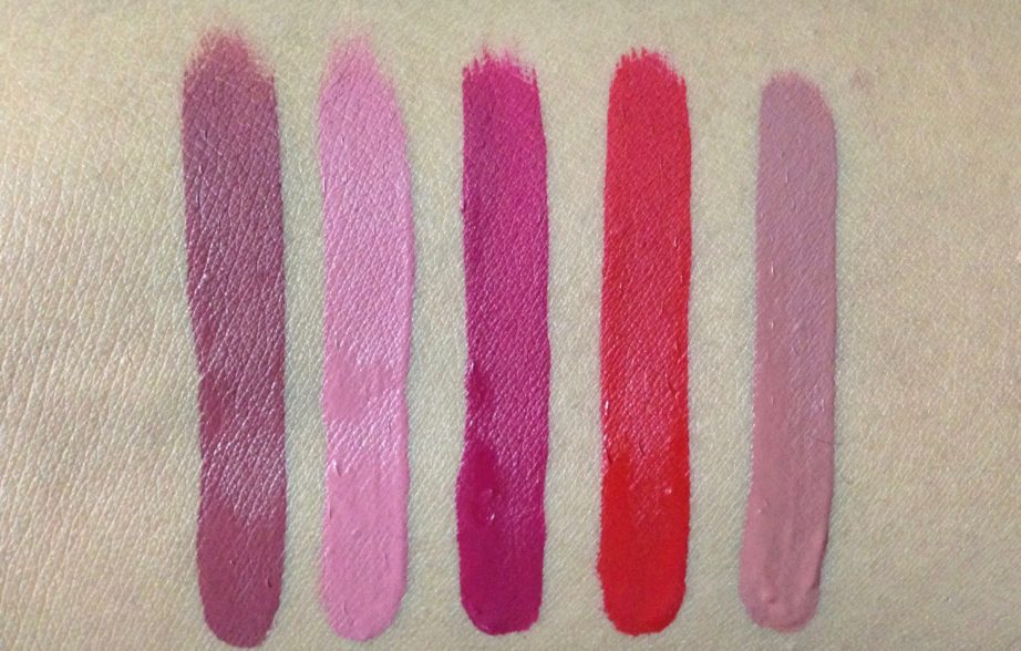 ColourPop Foxy Ultra Matte Lipstick Kit Review, Swatches L to R Tulle Clueless More Better Creeper Beeper