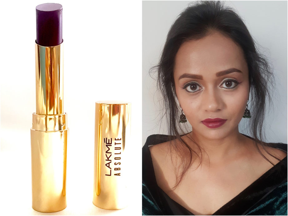 Lakme Absolute Argan Oil Lip Color Juicy Plum Review, Swatches MBF Blog Makeup Look