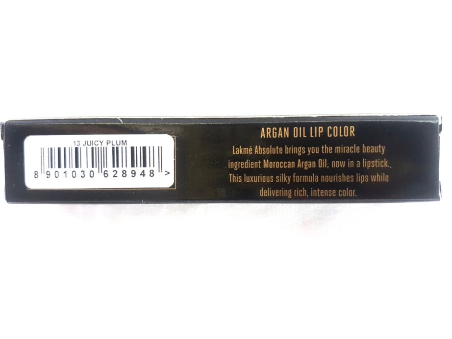 Lakme Absolute Argan Oil Lip Color Juicy Plum Review, Swatches box 3