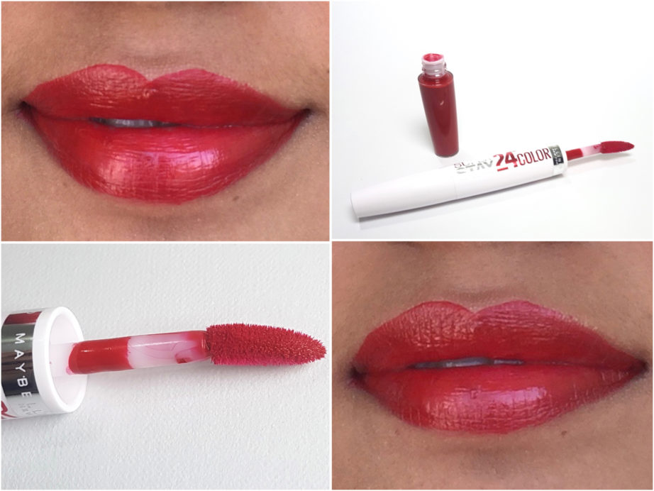 Maybelline Superstay 24 Color 2 Step Lipstick Keep It Red 035 Review, Swatches On Lips