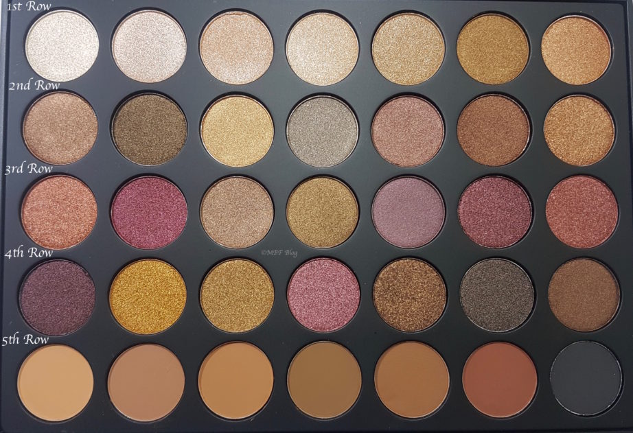 Morphe 35F Fall Into Frost Palette Review, Swatches close up