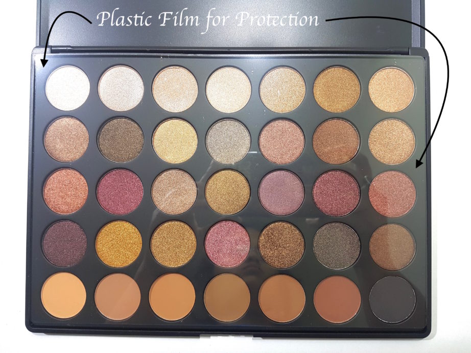 Morphe 35F Fall Into Frost Palette Review, Swatches plastic packaging
