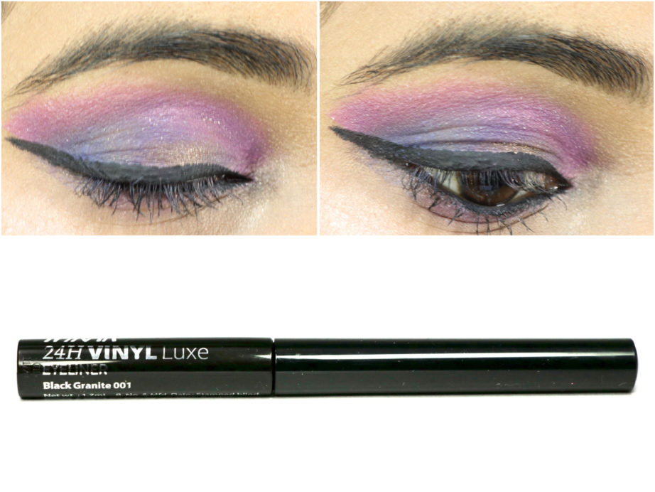 Nykaa 24Hrs Vinyl Luxe Eyeliner Black Granite Review, Swatches MBF Indian Makeup Beauty Blog