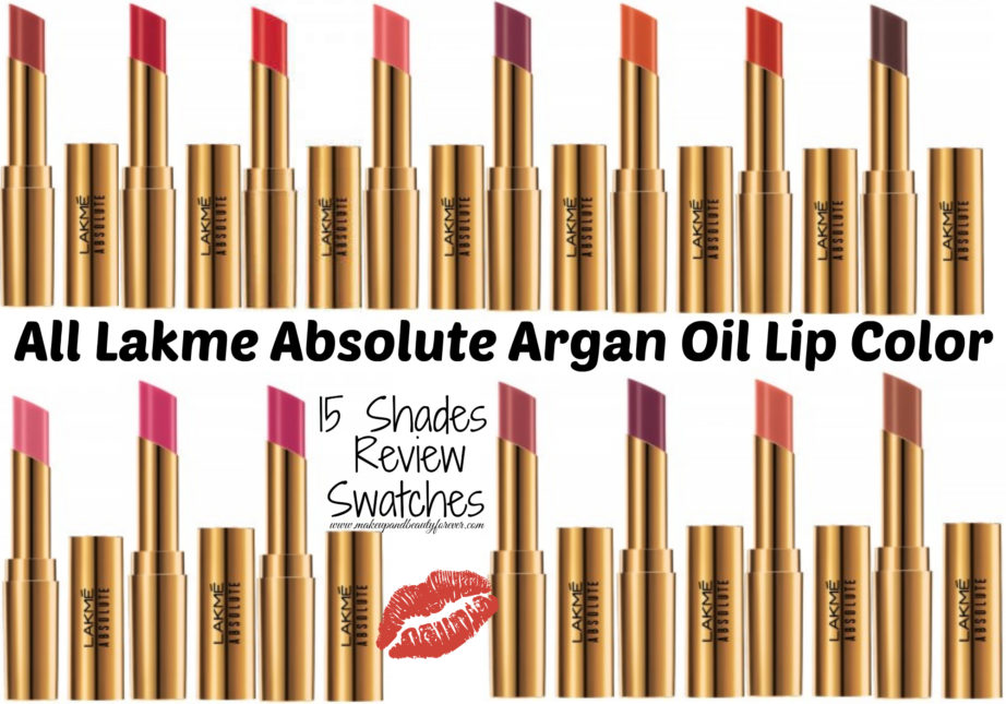 All Lakme Absolute Argan Oil Lip Color Lipsticks 15 Shades Review, Swatches