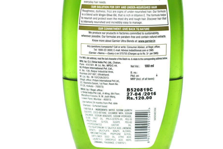 Garnier Ultra Blends Mythic Olive Deep Nourishing Shampoo Review Price