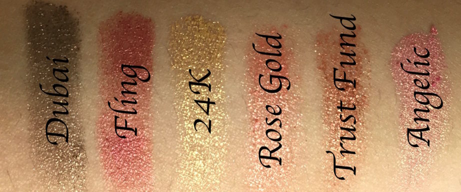 Huda Beauty Rose Gold Textured Shadows Palette Review, Swatches 1st Row Dubai Fling 24k rose gold trust fund angelic