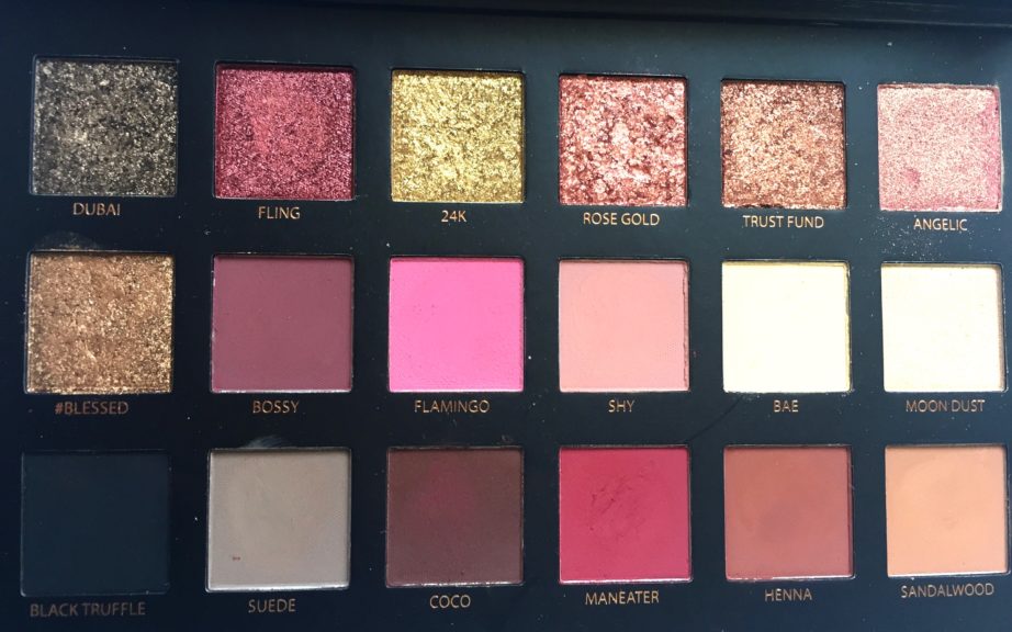 Huda Beauty Rose Gold Textured Shadows Palette Review, Swatches Closeup
