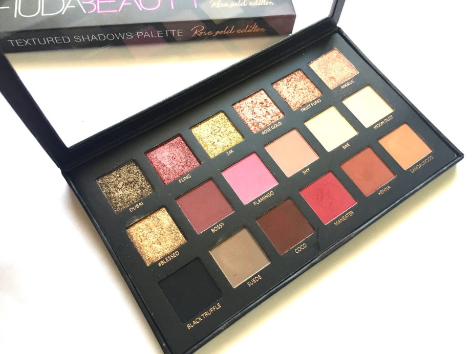 Huda Beauty Rose Gold Textured Shadows Palette Review, Swatches MBF
