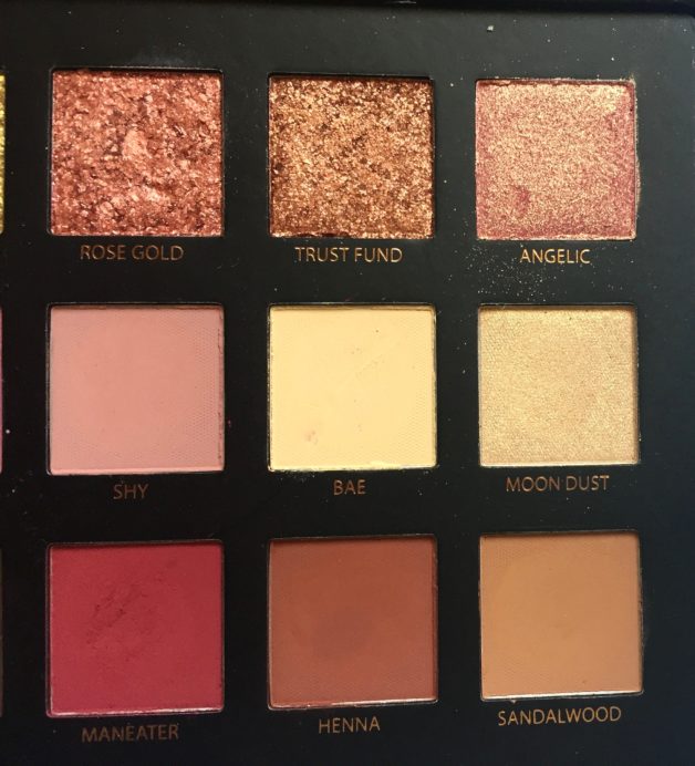 Huda Beauty Rose Gold Textured Shadows Palette Review, Swatches Right half