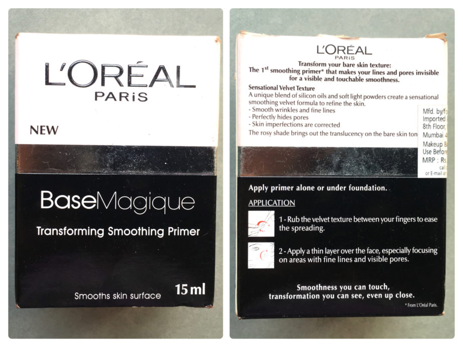 L'Oreal Base Magique Transforming Smoothing Primer Review, Swatches box