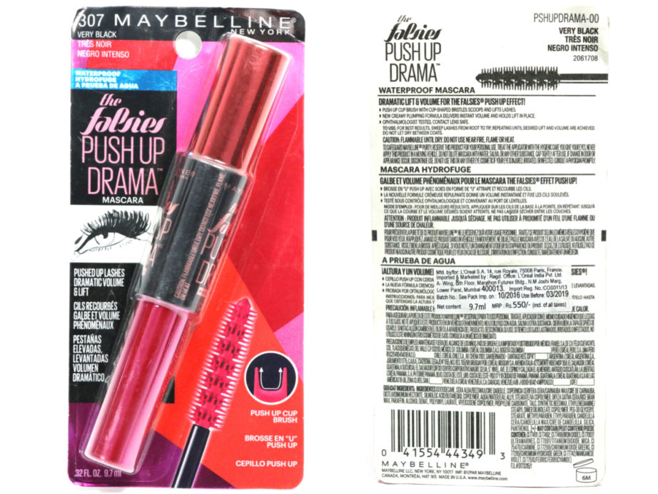 Maybelline Falsies Push Up Drama Mascara Review, Swatches, Demo packaging