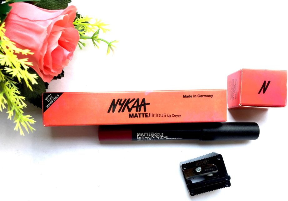 Nykaa Matteilicious Lip Crayon Perfect Plum Review, Swatches MBF