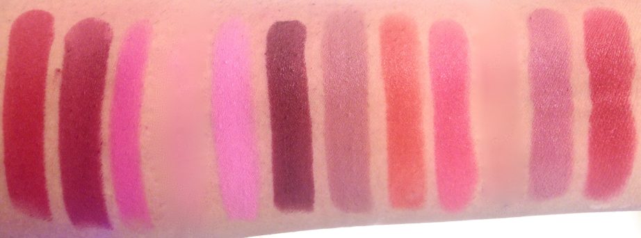 All Maybelline Creamy Matte Lipsticks Shades Review, Swatches Scarlet, Rich Ruby, Fuschia, Rose, Burgundy , Nude Nuance, Craving Coral, Mesmerising Magenta, Touch of Spice, All Fired Up, Divine Wine