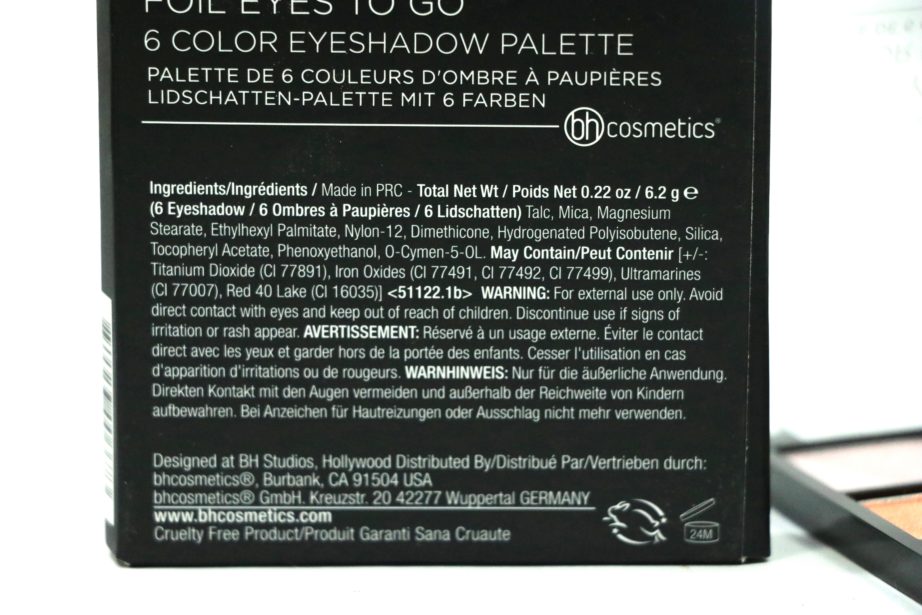 BH Cosmetics Foil Eyes To Go Eyeshadow Palette Review, Swatches Ingredients