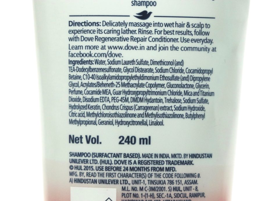 Dove Regenerative Repair Shampoo Review Ingredients