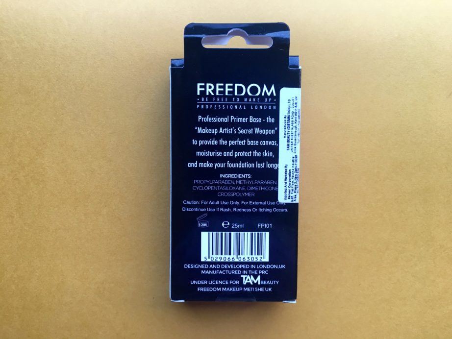 Freedom Pro Makeup Primer Review, Swatches back