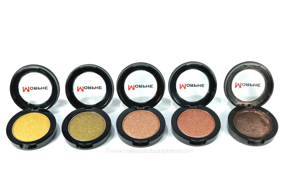 Morphe Pressed Pigments Swatches Gold Digger, Richly Made Up, Rodeo Drive, 5 Star Luxury, Bad Romance