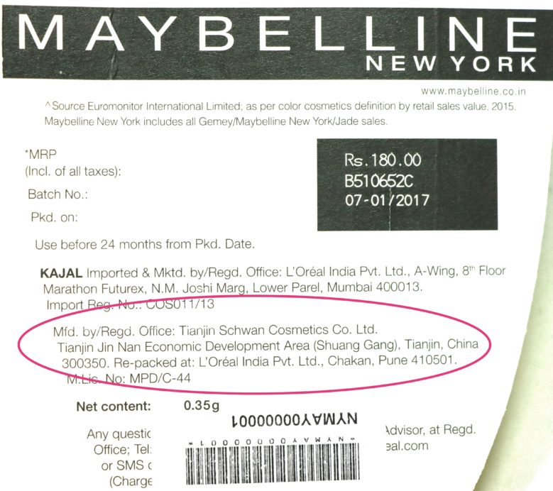New Maybelline Colossal Kajal 24 Hr Review, Swatches, Demo Manufacturer