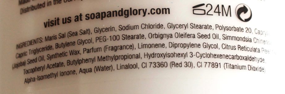 Soap & Glory Scrub 'Em and Leave 'Em Body Buff Exfoliator Review Ingredients