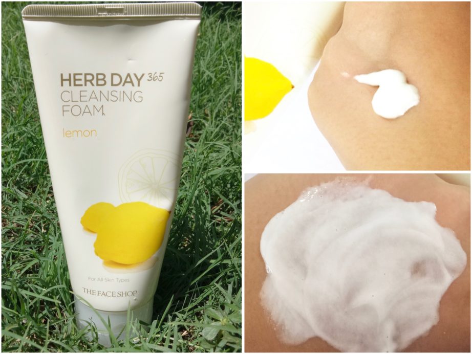 The Face Shop Herb Day 365 Cleansing Foam Lemon Review Swatches