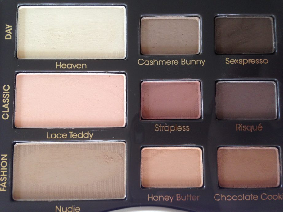 Too Faced Natural Matte Eyeshadow Palette Review, Swatches closeup