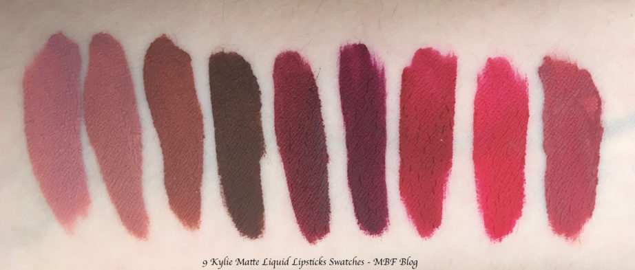 9 Kylie Matte Liquid Lipsticks Shades Review, Swatches Koko K, Candy K, Ginger, True Brown K, Leo, Kourt K, Merry, Mary Jo k, Kristen MBF Blog