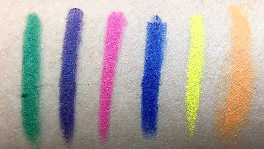 All MAC Work It Out Chromagraphic Pencils Shades Review, Swatches Landscape Green, Rich Purple, Process Magenta, Marine Ultra, Primary Yellow, Genuine Orange