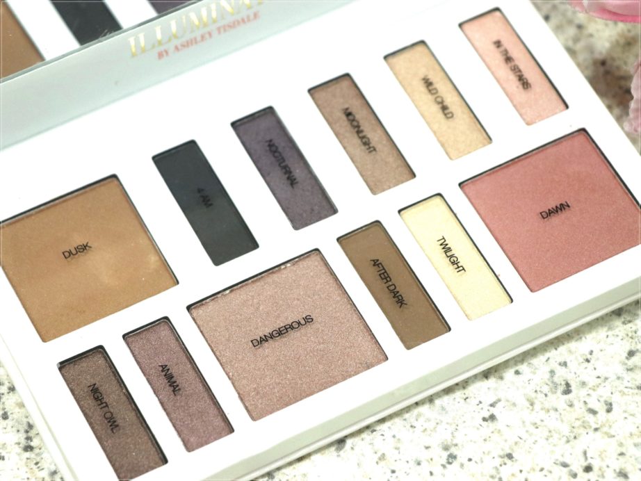 BH Cosmetics Illuminate Ashley Tisdale Night Goddess Palette Review, Swatches with names