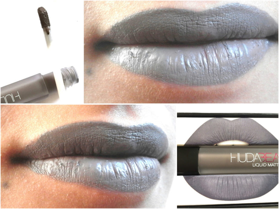 Huda Beauty Liquid Matte Lipstick SilverFox Review, Swatches On Lips