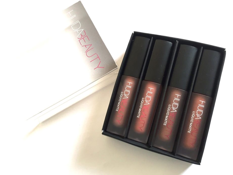 Huda Beauty The Nude Edition Liquid Matte Minis Lipstick Set Review, Swatches package