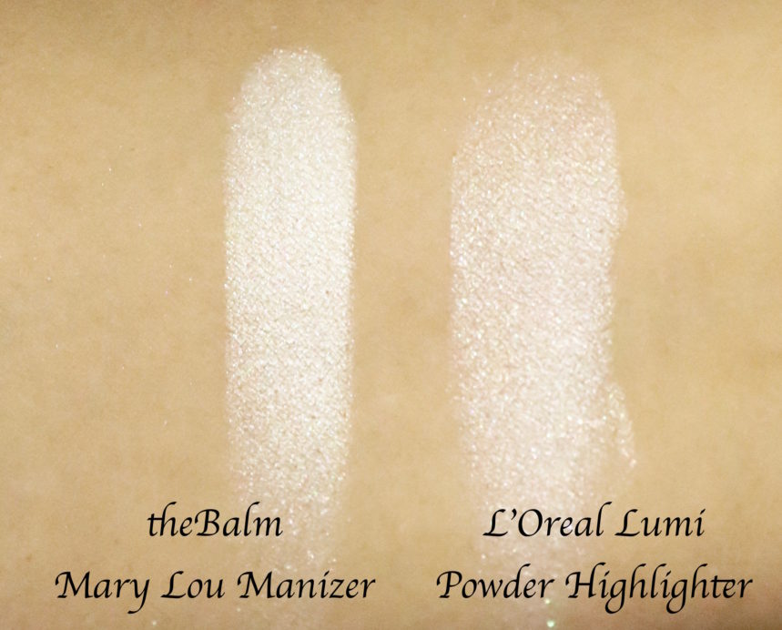 L'Oreal True Match Lumi Powder Glow Illuminator Blush & Highlight VS Mary Loumanizer Swatches