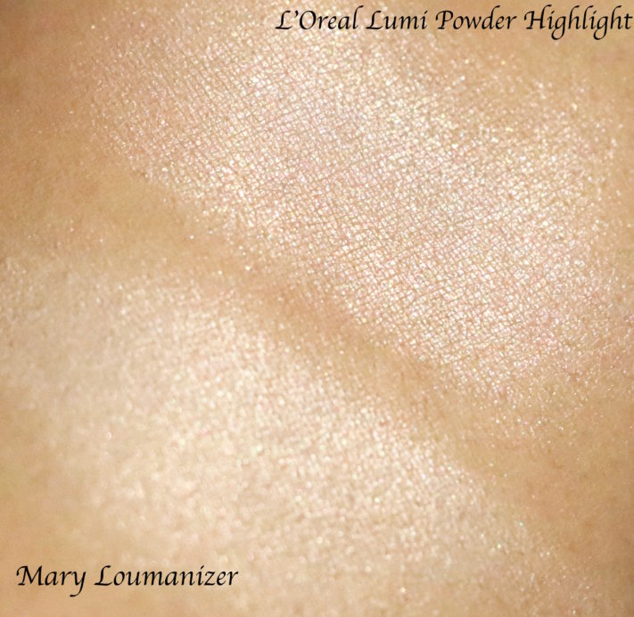 L'Oreal True Match Lumi Powder Glow Illuminator Blush & Highlight Vs the balm mary Lou Manizer Swatches
