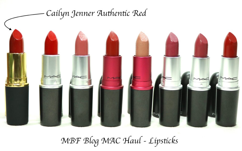 MAC Lipsticks Caitlyn Jenner Authentic Red, Ruby Woo, Mehr, Viva Glam 2 and 1, Captive, Amorous, Russian Red