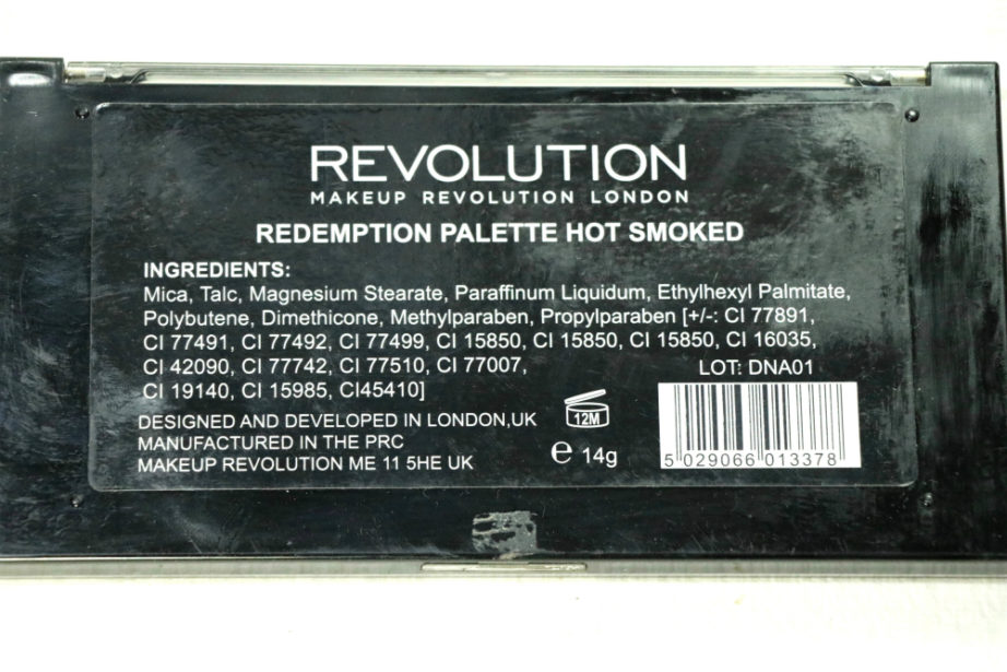 Makeup Revolution Hot Smoked Redemption Palette Review, Swatches back
