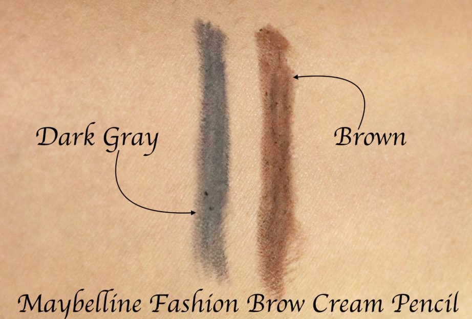 Maybelline Fashion Brow Cream Pencil Dark Gray, Brown Swatches