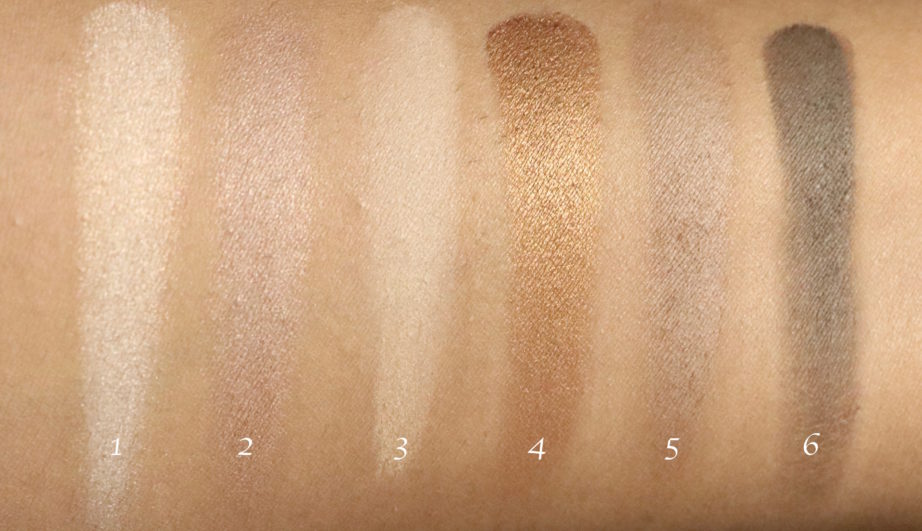 Maybelline The Nudes Eyeshadow Palette Review, Swatches Top row