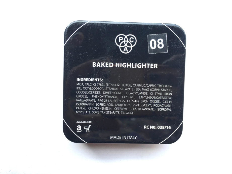 PAC Cosmetics Baked Highlighter 08 Review, Swatches back