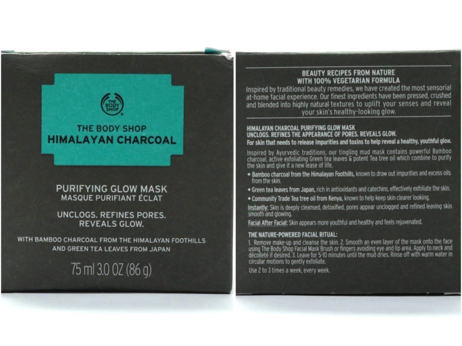 The Body Shop Himalayan Charcoal Purifying Glow Mask Review, Swatches box