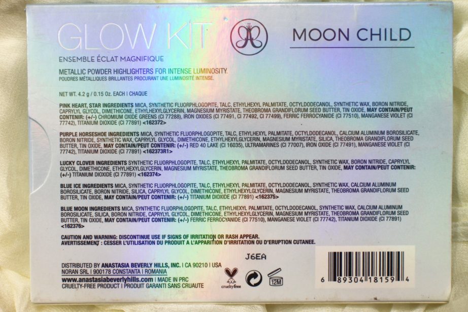 Anastasia Moonchild Glow Kit Review, Swatches details