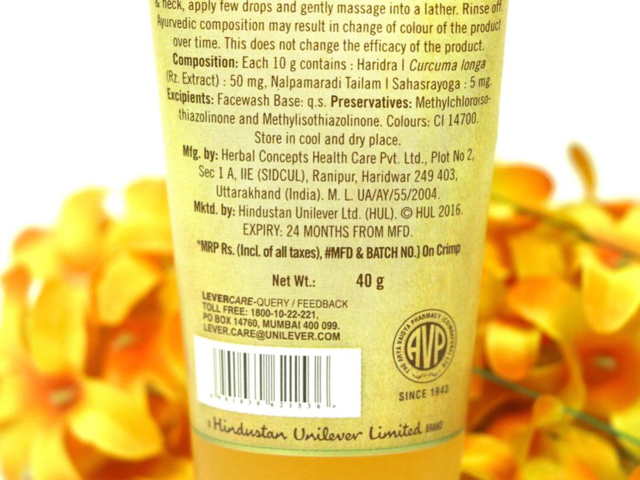 Lever Ayush Anti Pimple Turmeric Face Wash Review Ingredients