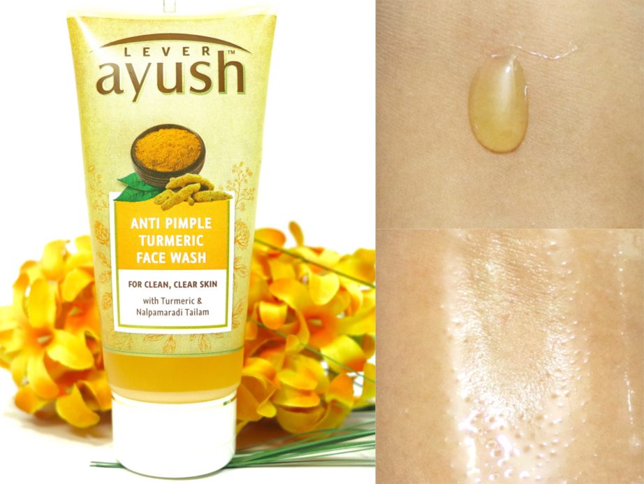 Lever Ayush Anti Pimple Turmeric Face Wash Review Swatches
