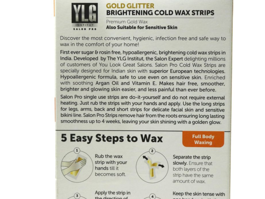 YLG Gold Glitter Brightening Cold Wax Strips Review information