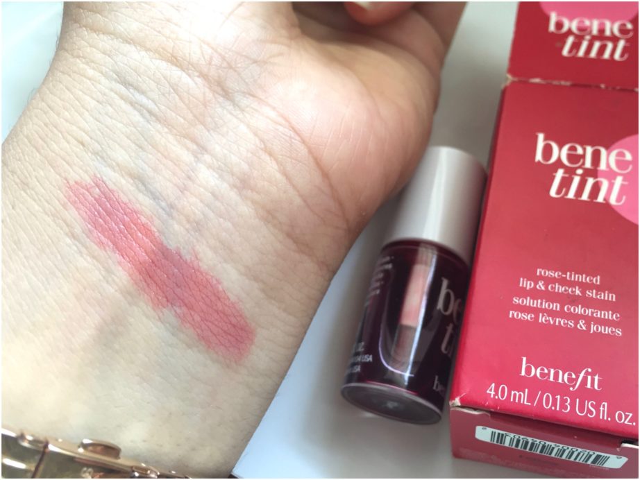 Benefit Benetint Cheek & Lip Stain Review, Swatches on skin