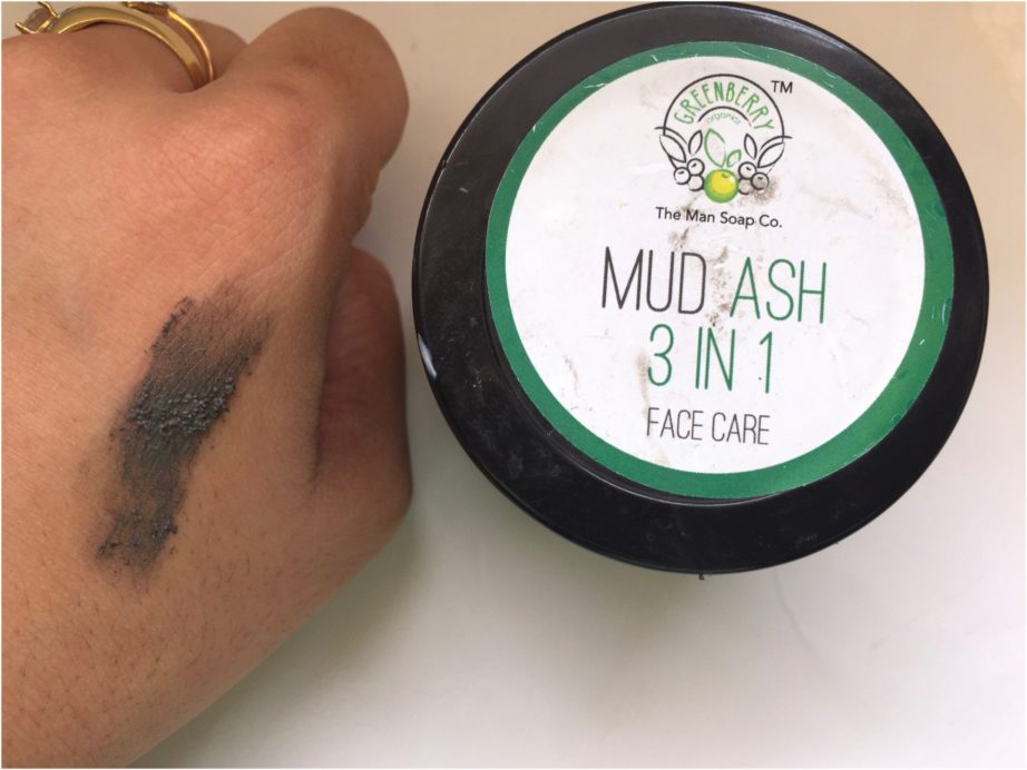 Greenberry Organics Mud Ash 3 In 1 Cleanser, Scrub & Mask Review Swatch