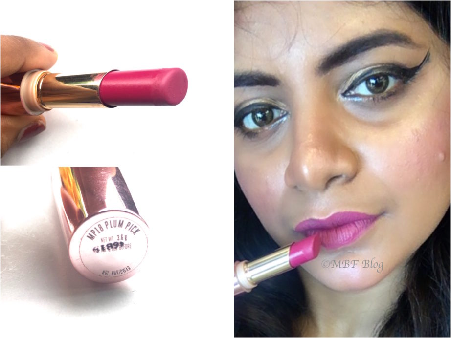 Lakme 9 to 5 Primer + Matte Lip Color MP18 Plum Pick Review, Swatches MBF Makeup Look