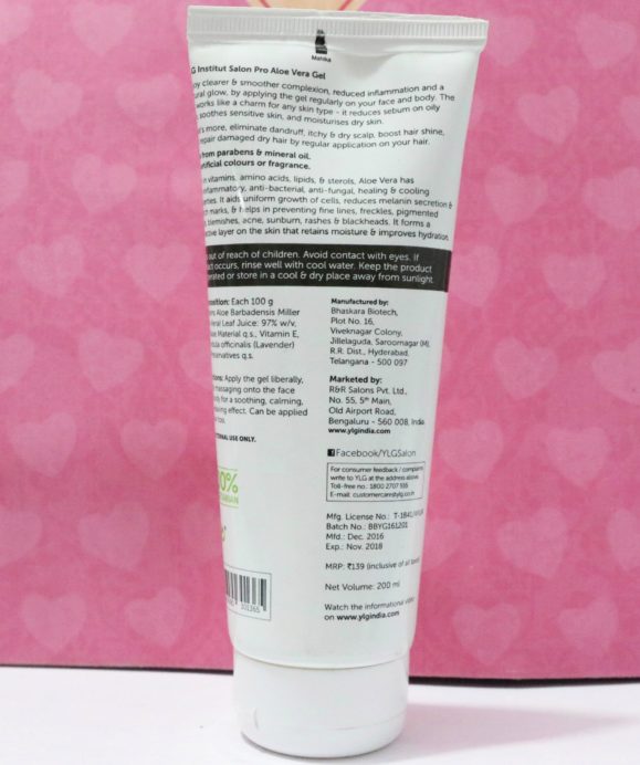 YLG Salon Pro Aloe Vera Gel Review, Swatches Details