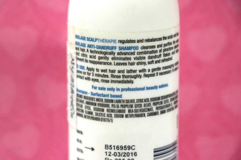 Matrix Biolage Anti Dandruff Shampoo Review details