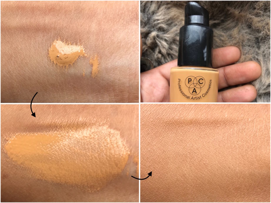 PAC HD Liquid Foundation Review, Swatches on MAC NC 42 skin